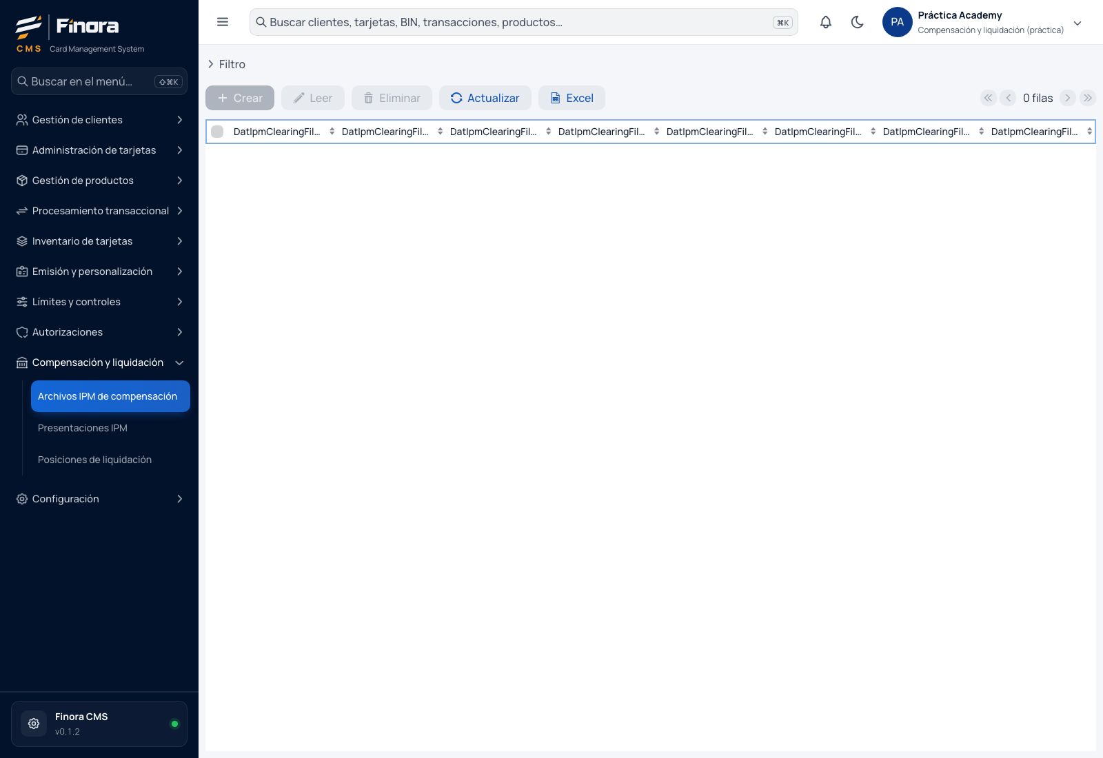 Lista de archivos IPM de compensación