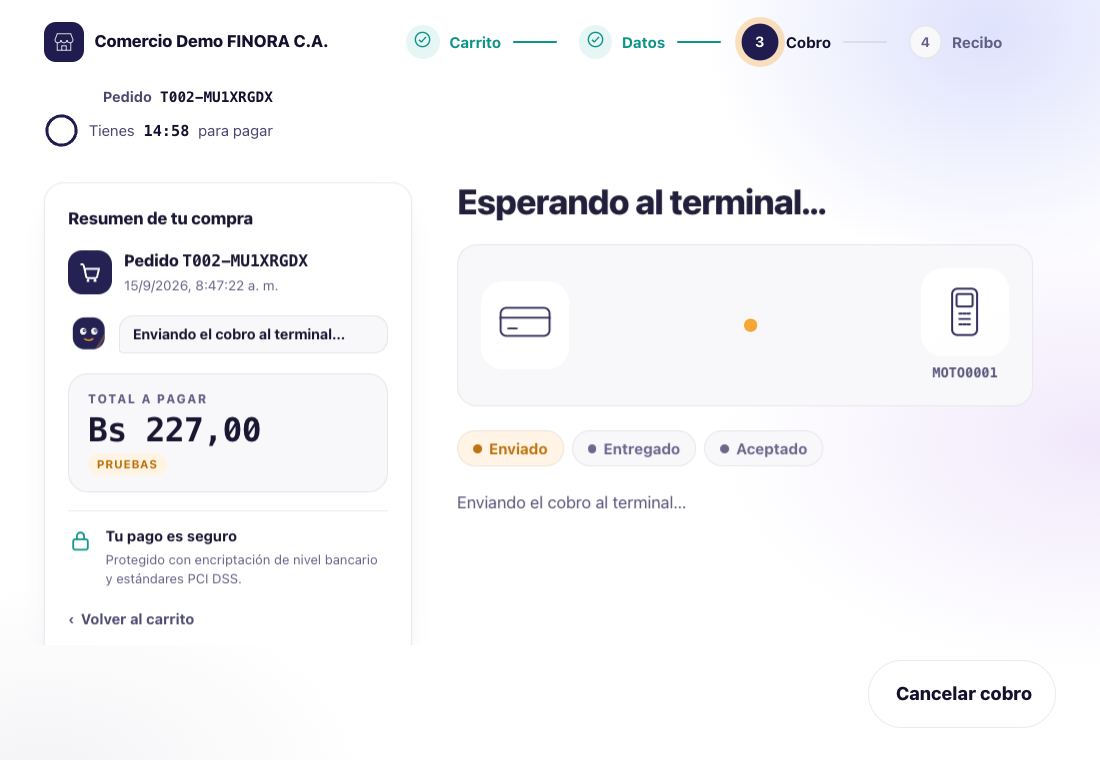 Checkout modo inmersivo: esperando autorización